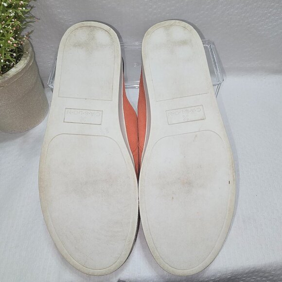 WOMENS CASLON NELLIE LEA CASUAL SLIP ON MULES FLATS ORANGE SUEDE 8.5 EUC - Picture 2 of 7
